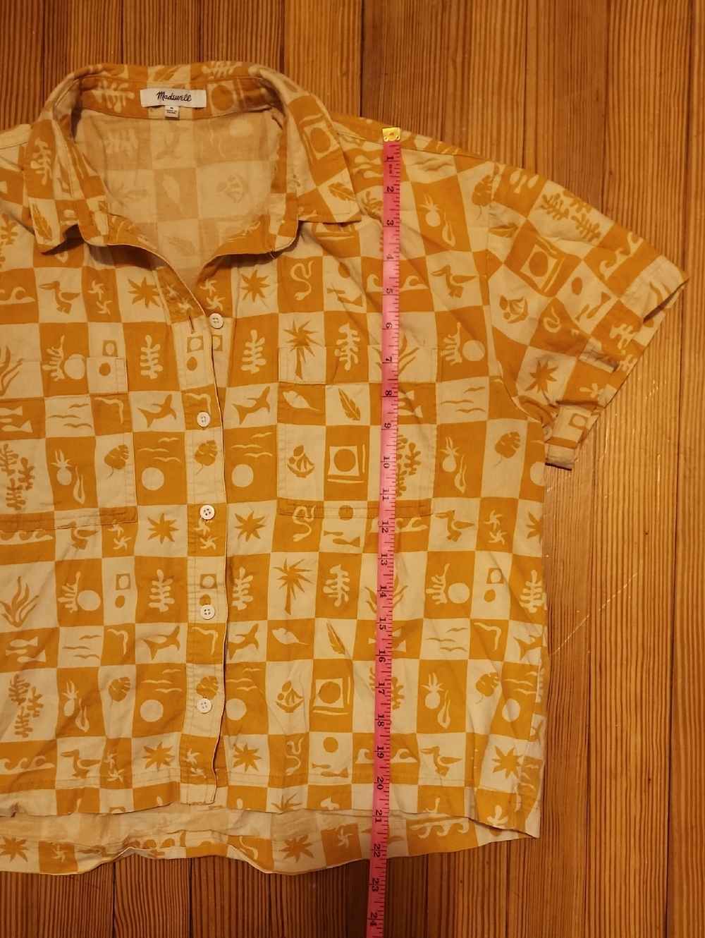 Madewell Linen Patterned Button Up Top - Picture 6 of 9